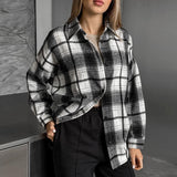 Classic American Plaid Shirt - WOMONA.COM