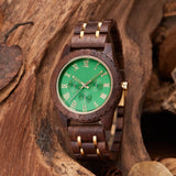 Retro Walnut Gold Multi-functional Men's Quartz Watch - WOMONA.COM