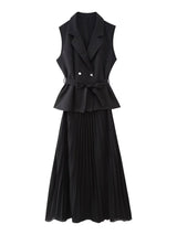 Women's Slim Slimming Pleated Vest Dress - WOMONA.COM