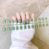 Short Square And Round Solid Color Sequins Wear Fake Nails - WOMONA.COM