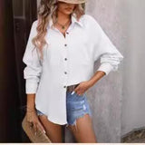 Women's Drop Shoulder Champray Long Sleeve Shirt - WOMONA.COM