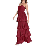 Top Smocking Pleated Ruffled Long Dress