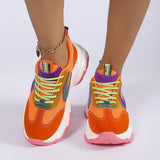 Mixed-color Lace -up Sneakers For Women - WOMONA.COM