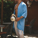 Men's Beach Sun Protection Casual Printed Shirt Fashion Cloak Coat - WOMONA.COM