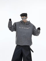 Deconstructed Metal Zipper Knitted Hooded Sweater - WOMONA.COM