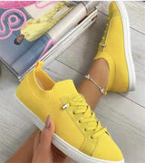 Flat Lace-Up Fly Woven Mesh Breathable Shoes - WOMONA.COM