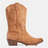 Pointed boots suede denim boots - WOMONA.COM