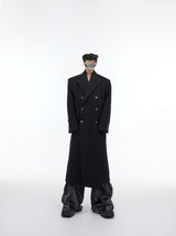 Three Dimensional Deconstruction Shoulder Pad Woolen Long Coat - WOMONA.COM