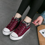 Flat mid-to-high women canvas shoes - WOMONA.COM