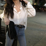 Long Sleeve White Shirt Women's Blouse Chiffon Professional - WOMONA.COM