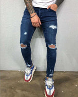 Hole Ripped Stretch Slim Elastic Denim Pants - WOMONA.COM