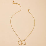 Square Alloy Ins Bohemian Fashion Single-layer Necklace - WOMONA.COM