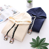 Cartoon Embroidery Drawstring Hoodies Sweatshirts Winter For Women - WOMONA.COM