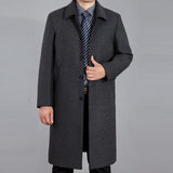 Elderly Long Over The Knee Woolen Coat - WOMONA.COM