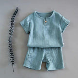Boy And Girl Baby Short-sleeved Summer Suit - WOMONA.COM