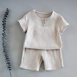 Boy And Girl Baby Short-sleeved Summer Suit - WOMONA.COM