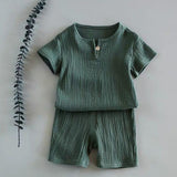 Boy And Girl Baby Short-sleeved Summer Suit - WOMONA.COM