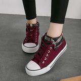 Flat mid-to-high women canvas shoes - WOMONA.COM