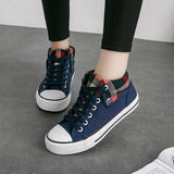 Flat mid-to-high women canvas shoes - WOMONA.COM