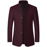 Standing Collar Middle-aged Men's Woolen Jacket - WOMONA.COM