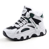 Fashion Black White Lace-up Sneakers Winter - WOMONA.COM