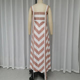 Fashion Striped Printed Simple Comfortable Sling Long Dress - WOMONA.COM