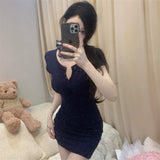 Small V-neck Pure Desire Skinny Sheath Dress Women