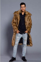Men's Overcoat Faux Fur Coat Long Trench Coat - WOMONA.COM