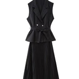 Women's Slim Slimming Pleated Vest Dress - WOMONA.COM