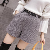 Women Wear High Waist Slim Plaid Shorts Look Thin - WOMONA.COM