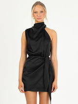 Satin Tied Slim Fit Socialite Dress Fashion