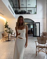 Knitted Sling Dress Slim Fit Fashion Midriff Outfit