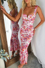 Women's Fashion Printed Casual Sling Dress - WOMONA.COM