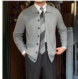 Slim Men's Wool Knit Cardigan Vintage - WOMONA.COM