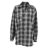 Fashion Stick-on Crystals Loose Plaid Shirt - WOMONA.COM