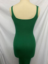 Slit Knit Sheath Skirt With Halter And Sleeveless Square Collar