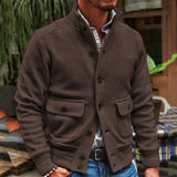 Jacket Men's Stand Collar Solid Color Top - WOMONA.COM