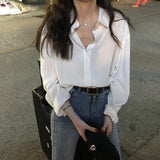 Long Sleeve White Shirt Women's Blouse Chiffon Professional - WOMONA.COM