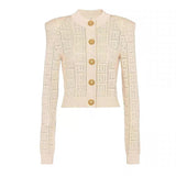 Round Neck Hollow Out Knitwear Dress - WOMONA.COM