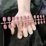 Short Square And Round Solid Color Sequins Wear Fake Nails - WOMONA.COM