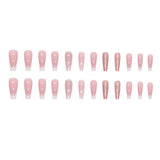 French Gradient Length Pile Rhinestone Fake Nails - WOMONA.COM