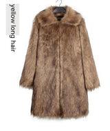 Men's Overcoat Faux Fur Coat Long Trench Coat - WOMONA.COM
