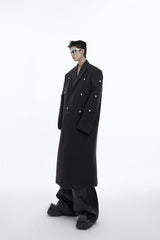 Metal Design Felt Shoulder Pad Fur Coat Jacket - WOMONA.COM