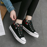 Flat mid-to-high women canvas shoes - WOMONA.COM