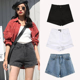 High Waisted Smoked Gray Denim Shorts For Women - WOMONA.COM