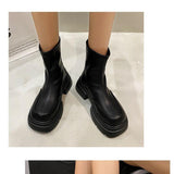 Thick Soled Black Martin Boots For Women - WOMONA.COM