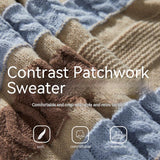 Color Contrast Patchwork Brocade Sweater - WOMONA.COM