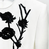 Three-dimensional Flowers Bead Long Sleeve Dress - WOMONA.COM