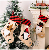 Christmas Decorations Red And Black Plaid Affixed Cloth