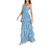 Top Smocking Pleated Ruffled Long Dress